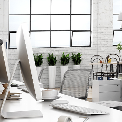 Desks in an office