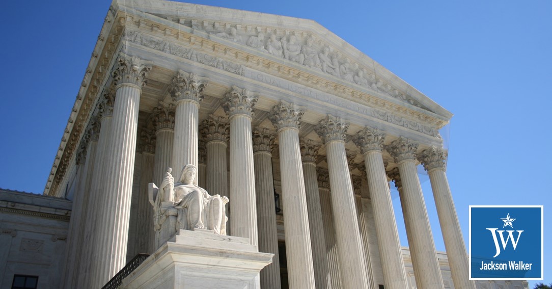 United States Supreme Court building with Jackson Walker logo