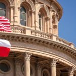 Flags flying at the Texas Capitol