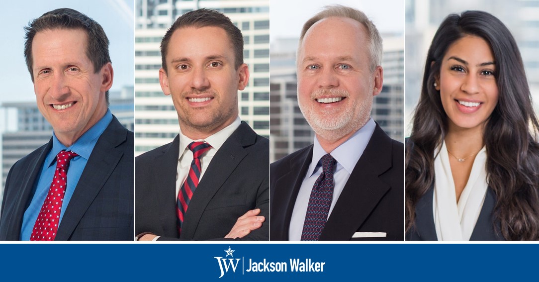 Rick Dahlson, Joe Guajardo, Ron Kerridge, and Serene Ateek with Jackson Walker logo