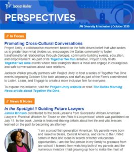 Jackson Walker Perspectives Diversity & Inclusion Newsletter October 2020 thumbnail