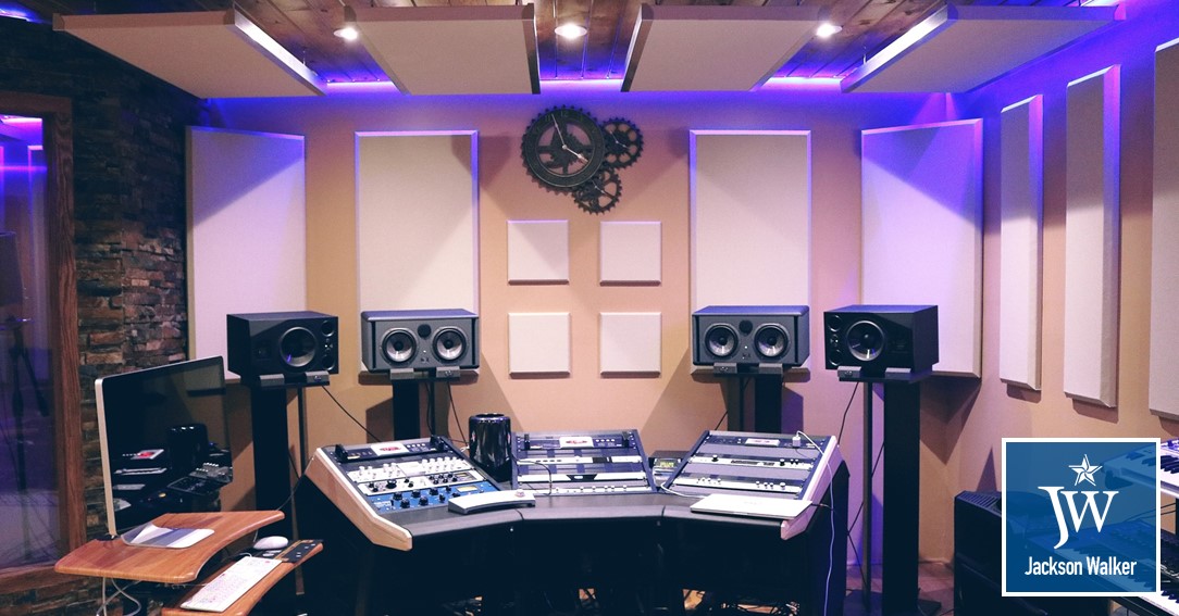 Music studio with Jackson Walker logo