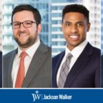 Chris Bankler, Alden Crow, James McFall, and Brad Nitschke with Jackson Walker logo