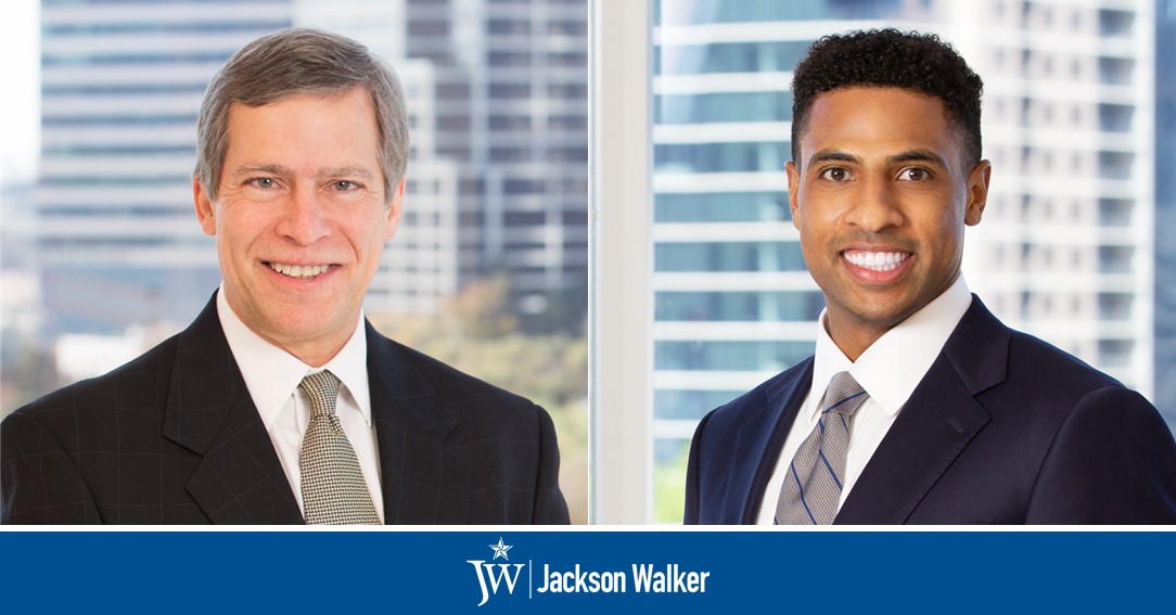 Bob Latham and James McFall with Jackson Walker logo