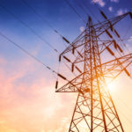 Power lines at sunset