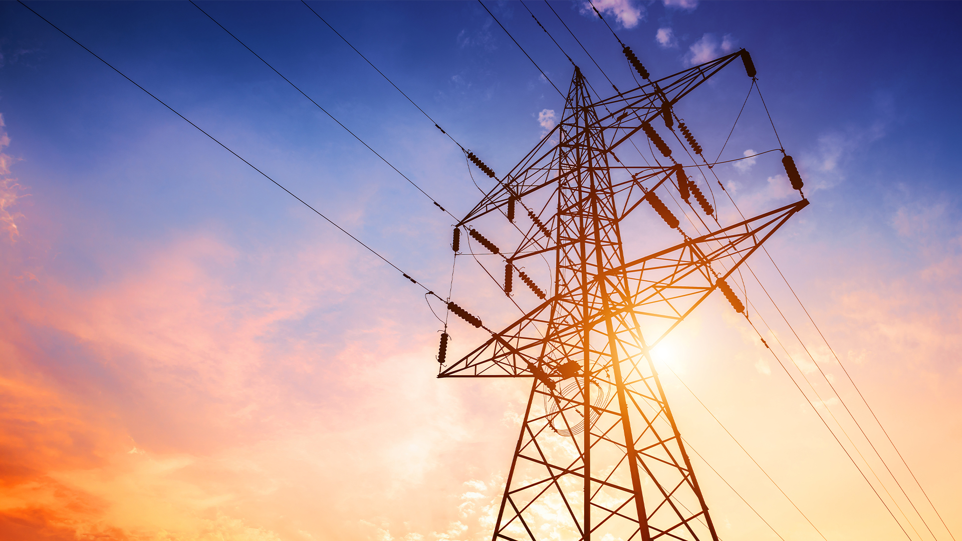 Power lines at sunset