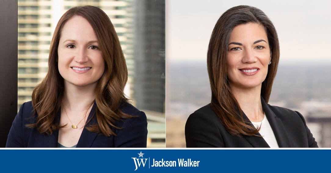 Jennifer Ferri and Erica Giese with Jackson Walker logo