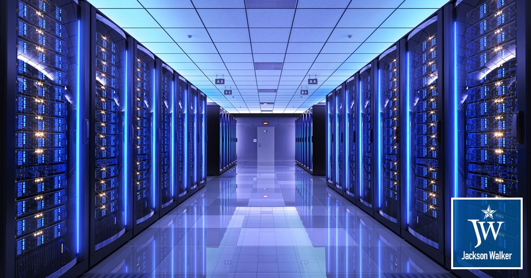 Cloud computing server database with Jackson Walker logo
