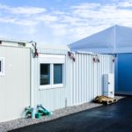 Modular office building with Jackson Walker logo