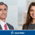 Bruce Ruzinsky and Victoria Argeroplos with Jackson Walker logo