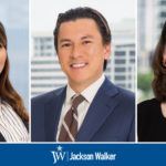 Vienna Anaya, David Schlottman, and Ashley Withers with Jackson Walker logo