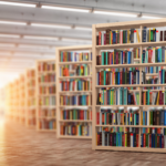 Public library bookshelves